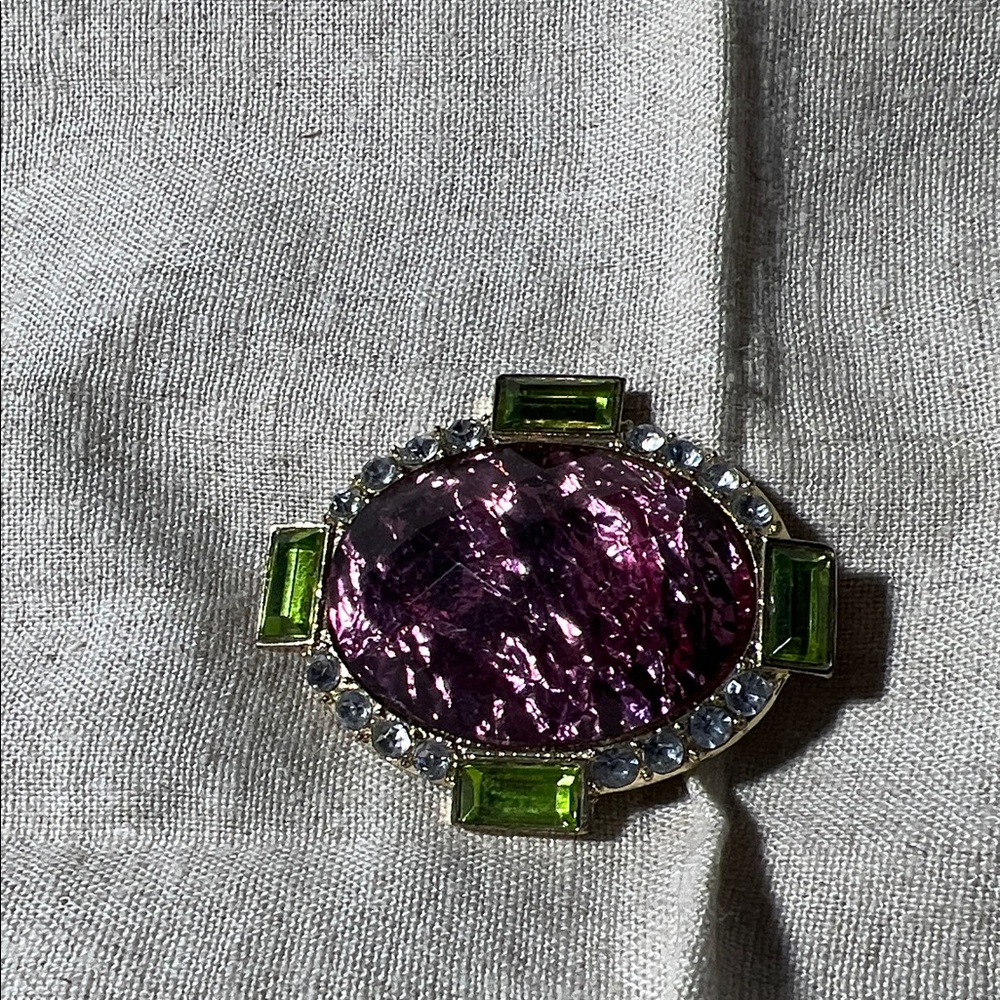 Elegant Purple and Green Brooch